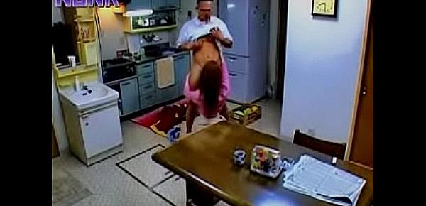  Asian wife provokes a fruit seller in front her husband and fucks him